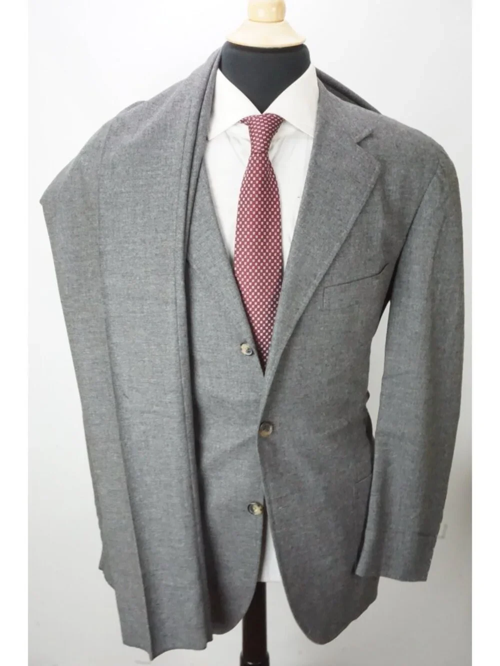 Raffaele Caruso Gray Flannel Zegna Cashmere 2 Pc Suit Jacket Pant 44 US NEW